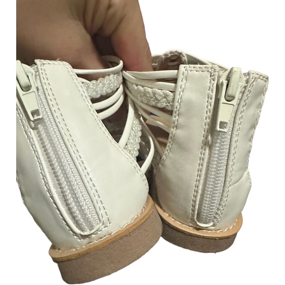 Olive & Edie Remie White Gladiator Strappy Zip Sandals Big Girl Size 1 Youth New - Picture 12 of 16